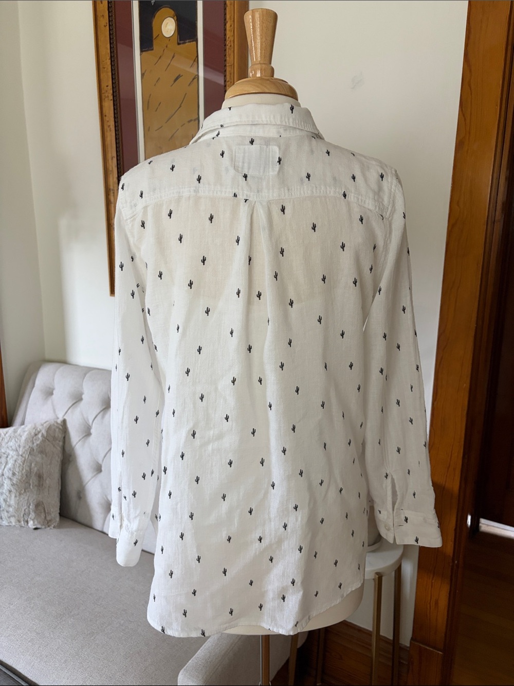 Rails White Button-Down Shirt with Black Cactus Print - Picture 4 of 12